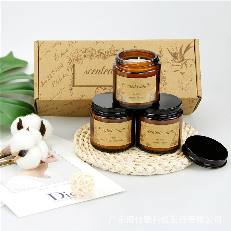 极速牛皮纸复古i茶色玻璃罐杯装香薰蜡烛室内香氛味蜡烛摆件,淘宝优惠券,粉丝福利购,淘宝优惠卷