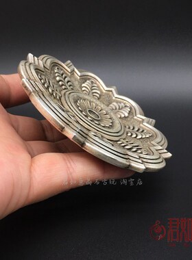 新品黄铜鎏银松柏铜盘子实心铜雕花铜碟子摆件铜碗小盘Y子碟子铜