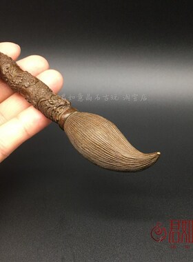 新品实心铜雕龙大毛笔摆件仿真铜盘龙F毛笔挂件文房书房摆件礼物