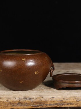 极速纯铜点金象耳底座套炉熏香z炉摆件纯铜宣德炉家居茶道焚香炉