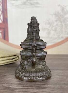 极速仿古铜财神杂项防老包浆佛像摆件双面供奉P财神爷家居古玩摆