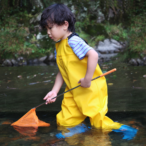 新品儿童玩水连体下水裤幼儿w园防水衣服赶海小孩雨鞋男女抓鱼雨 - 图0