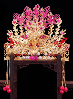 新品手工合金h神像凤冠仙家四大家族泰山奶奶凤冠头饰帽黑妈妈佛