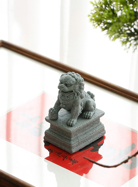 速发新中鱼石狮装清水混凝土子饰摆件中国风桌面创意式缸盆景造景