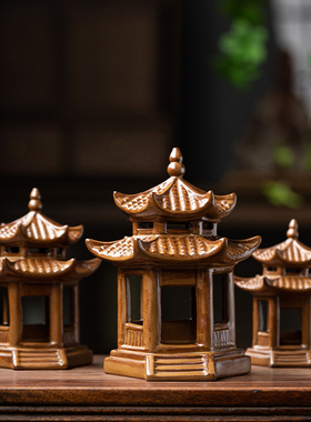 速发陶瓷假山亭园子艺花盆造景鱼缸装饰品微景观枯山艺沙盘工水品