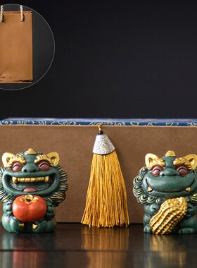 速发国室石狮子治愈情绪装摆件办公风工位客厅桌面小饰品乔迁新居