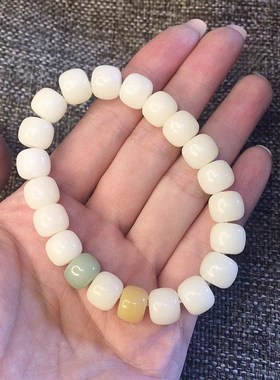 新品原生态白玉菩提手串玉化浅绿菩提根手串手持女T款绕指柔佛珠