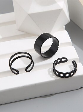 极速C-ring set 3-piece sset finger ring chain joint ring wom