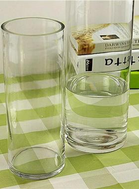 极速直筒圆柱形玻璃花瓶透明直径8-12-15-20-25S-30厘米玻璃瓶鱼