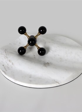 极速样板间茶几轻奢m白色大理石点心托盘简约果盘餐桌装饰盘储物