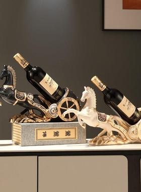 新中式马酒架摆件创意客厅装饰酒柜玄关工艺品红酒托马到成功