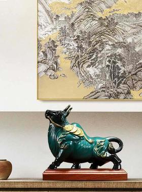 创意招财进宝摆件风水动物牛王财神牛年吉祥物办公室客厅装饰摆件