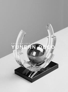 现代轻奢酒店办公室桌面软装饰品艺术立体水晶球摆件入门玄关书柜