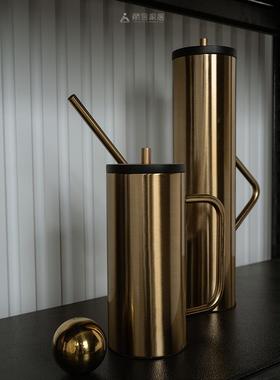 高级感轻奢书柜书架摆件客厅酒柜玄关黑金系装饰品样板间书房软装