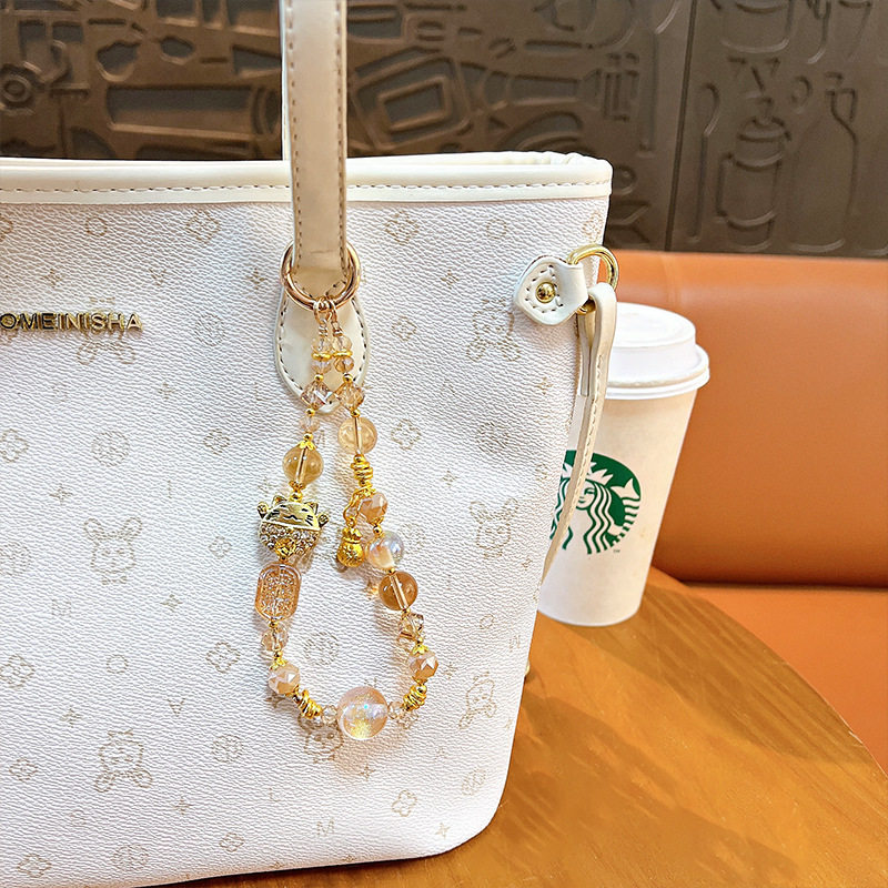 新年款招财猫水晶串珠手机链钥匙扣精致可爱包包配饰手机壳小挂件,淘宝优惠券,粉丝福利购,淘宝优惠卷