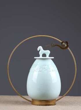 极速现代新中式陶瓷储物r罐摆件样板房客厅电视柜玄关隔断软装饰