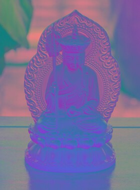 极速地藏王观自在菩萨佛像古法琉B璃家用神台供奉摆件装饰工艺品