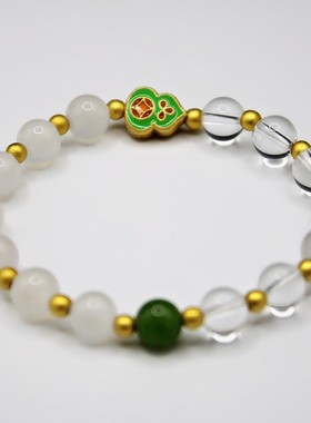 极速招财葫芦手链玛瑙聚p财白水晶手串福禄平安女款清新2023年夏