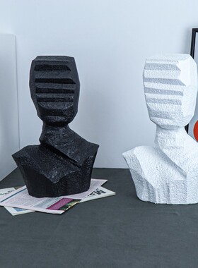 新品后现代d简约艺术品抽象刻纹人像雕塑仰望者家居摆件样板房软