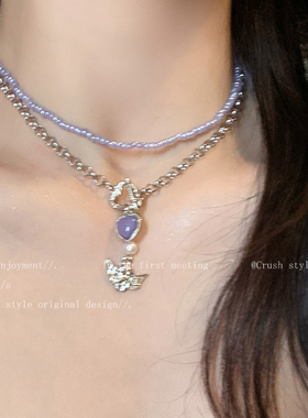 极速珍珠爱心叠戴项链套装女夏季甜酷风辣妹颈N链配饰2022年新款