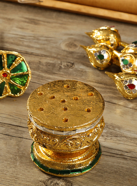 新品泰国莲花摆件东m南亚客厅办公室金荷花装饰木雕工艺品复古玄