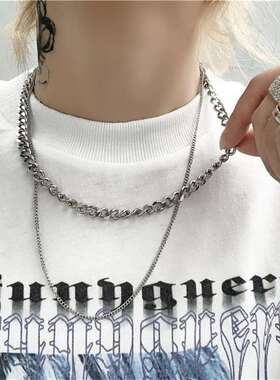 极速Simple fashion doublte chain hip hop necklace tendy men