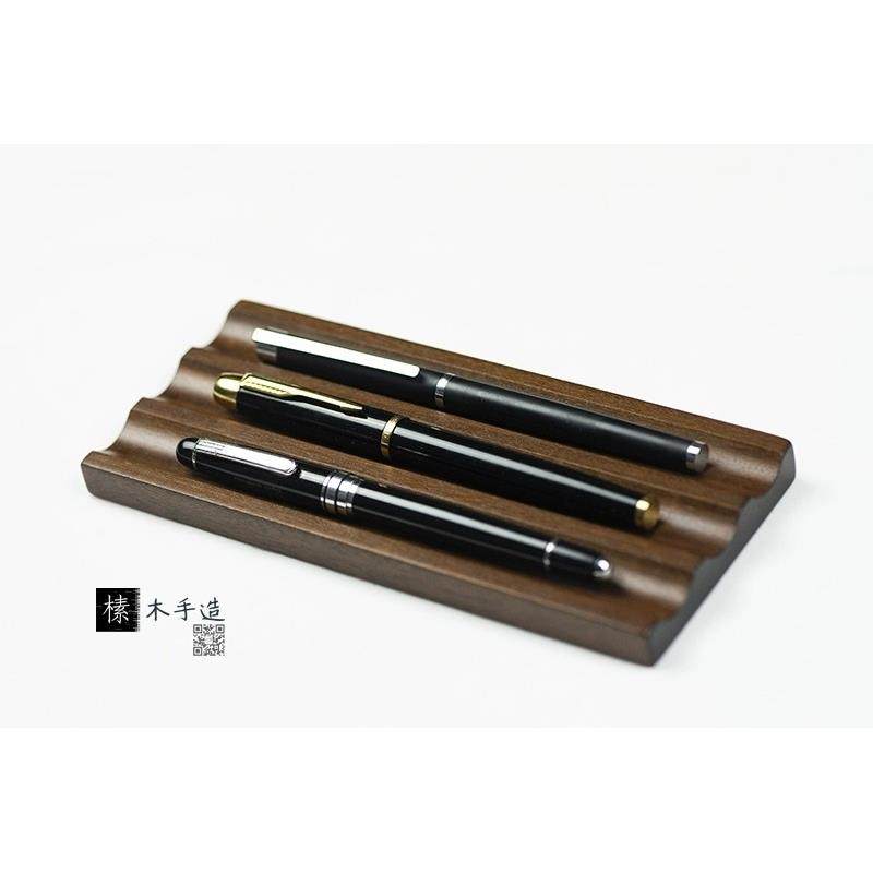 钢笔笔搁实木三槽笔架简约创意双水槽笔座桌面收纳摆件单水槽笔托,淘宝优惠券,粉丝福利购,淘宝优惠卷