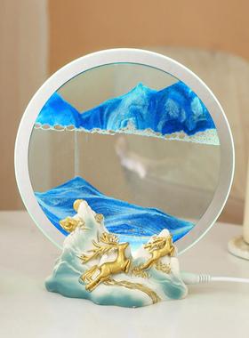 一帆风顺流沙画小夜灯办公室装饰品客厅电视柜摆件乔迁开业送礼品