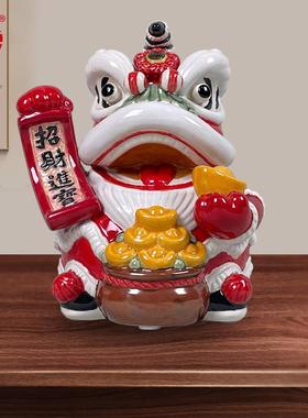 招财狮子摆件店铺公司开业送礼品创意陶瓷收银台装饰前台喜庆摆件