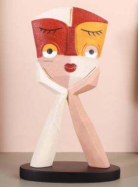 ins小众抽象脸谱创意摆件客厅艺术家居酒柜装饰品办公室现代简约