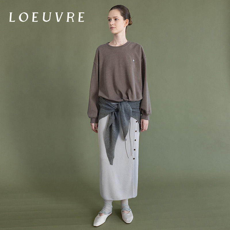 loeuvre复古宽松落肩卫衣舒适百搭运动衫女通勤刺绣上衣 SW5AE335 - 图2