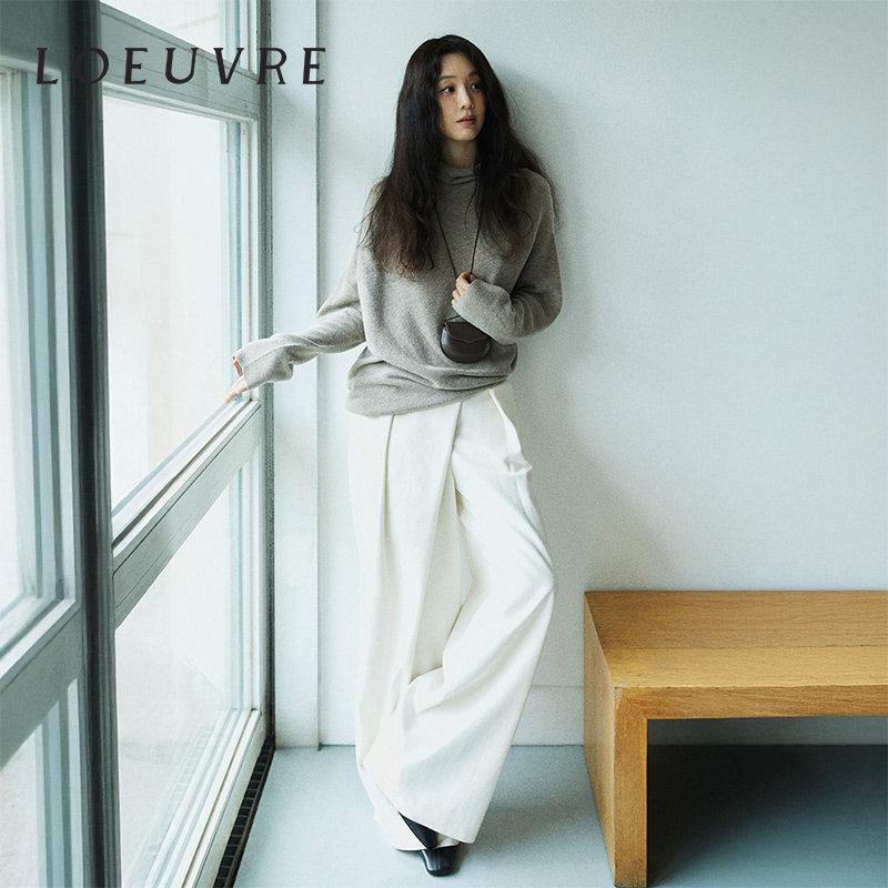 loeuvre郑丽媛同款垂感阔腿休闲裤女25秋冬新款直筒长裤 SW5WL452 - 图0