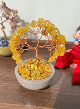 天然水晶发财树摆件八方来财