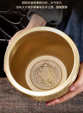 黄铜米缸招财百福缸聚宝盆店铺卧室客厅冰箱顶部摆件纯铜百福水缸