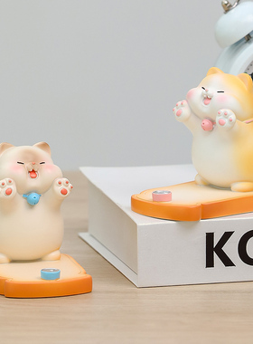 速发摆件小意家居装饰品公室桌面创猫咪手机架可爱支架树脂礼物