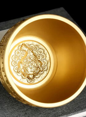 速发招财进宝百福铜缸纯黄铜米缸聚宝盆摆居客家厅件聚财小铜盆存
