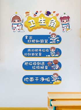 速发卫生角墙贴纸幼儿园教学文化墙布置墙面装饰小室贴级班画自粘