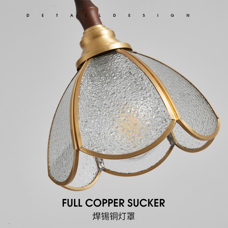 全铜法式复古卧室床头吊灯彩色玻璃小吊灯中古过道餐厅民宿吧台灯 - 图2