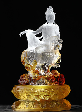 速发客圆发光琉璃具层莲花底座摆件居家椭厅家用摆放供佛台座佛双