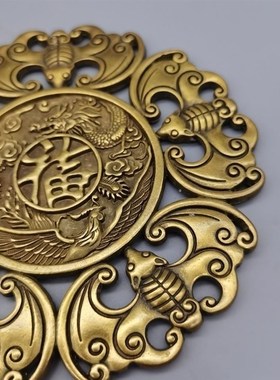 速发纯铜五福临门居件铜器摆件挂件蝙蝠家挂饰品挂件