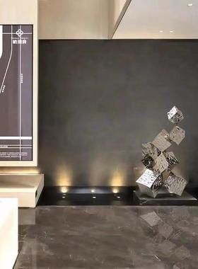 不锈钢镜面水波纹方块雕塑酒店商场样板房魔方工艺品大型落地摆件