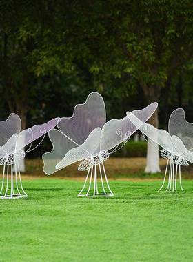 户外不锈钢镂空蝴蝶雕塑园林景观公园样品屋展示中心铁艺彷真发光