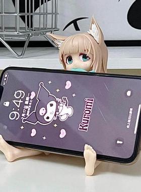 黄豆粉模型创意手机架二次元小摆件桌面好物可爱主机壳装饰品礼物