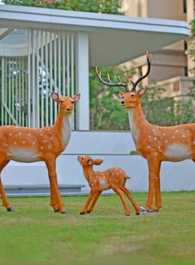 户外花园林庭院景观装饰品玻璃钢动物仿真梅花鹿雕塑小鹿摆件发光