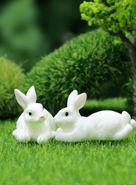 可爱田园风迷你小兔子公仔模型手办创意桌面微景观家居装饰品摆件