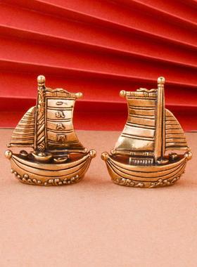 黄铜一帆风顺帆船金属工艺品摆件家居办公室桌面摆件一帆风顺帆船