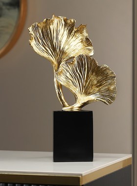 速发轻奢摆件银杏树叶软中房品家居客厅玄关样板饰新装式高档摆设