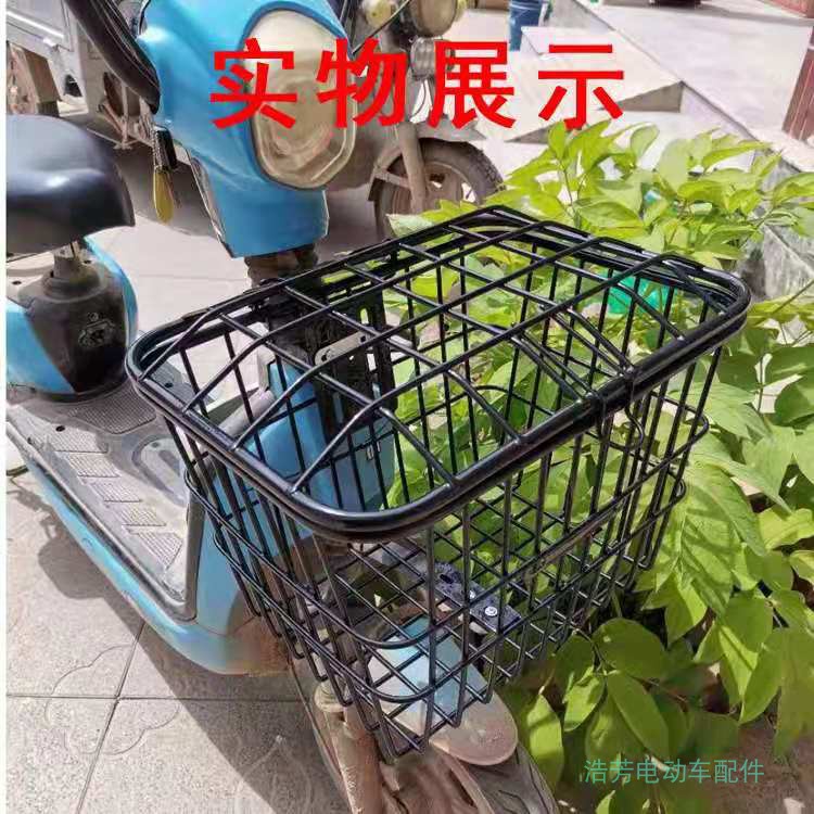 速发电动自行车筐电瓶车篮篓包筐加篮粗加大前筐车书菜篮带盖带锁 - 图2