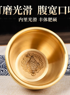 速发黄铜米缸百字缸摆件聚宝店烟灰缸铜工厅卧室办公桌盆铺摆件客