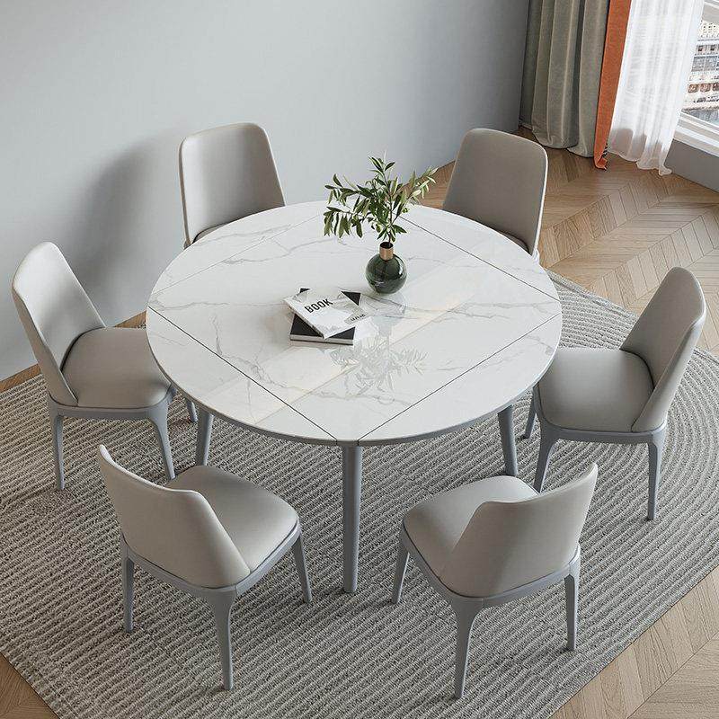 轻奢折叠正方形餐桌多功能电磁炉岩板大小户型方变圆餐桌椅组合,淘宝优惠券,粉丝福利购,淘宝优惠卷